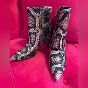 New Mark Fisher pink and brown python pattern ankle boots size 7